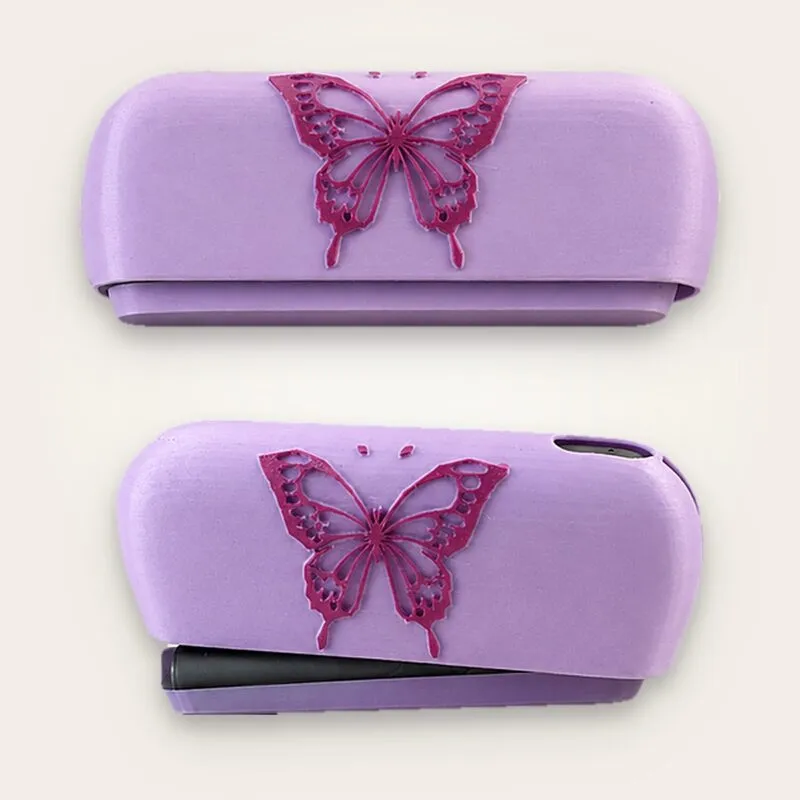 IQOS Iluma i kılıf Rose Butterfly: pastel lila gövde üzerinde pembe kelebek